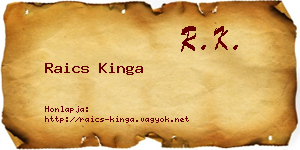 Raics Kinga névjegykártya